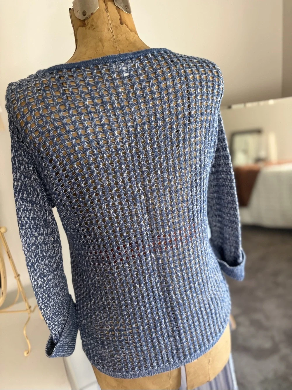 J. Jill Open-Knit Linen Blend Scoop-Neck Sweater